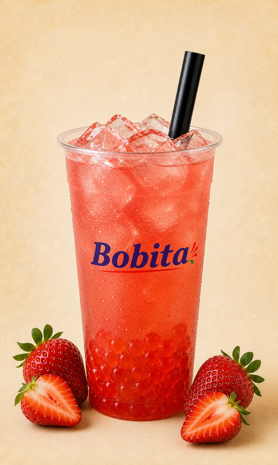 Strawberry agua fresca with ice