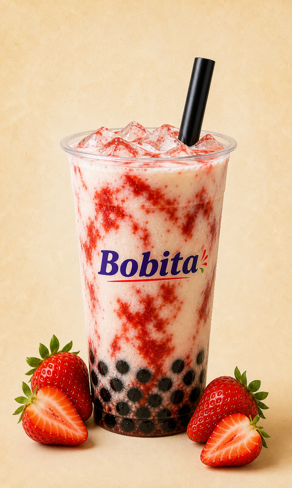 Strawberry horchata with real fruit puree